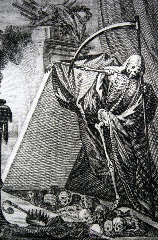 CONMEMORACION DE LOS FIELES DIFUNTOS - Grabado S. XIX